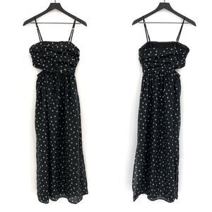 URBAN REVIVO Polka Dot Midi Dress Black White 4